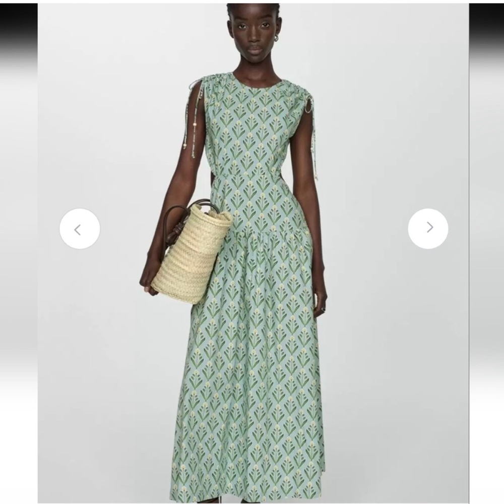 Mango Green Patterned Maxi Dress